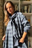 Nora Brushed Cotton Gingham Frock Coat Navy